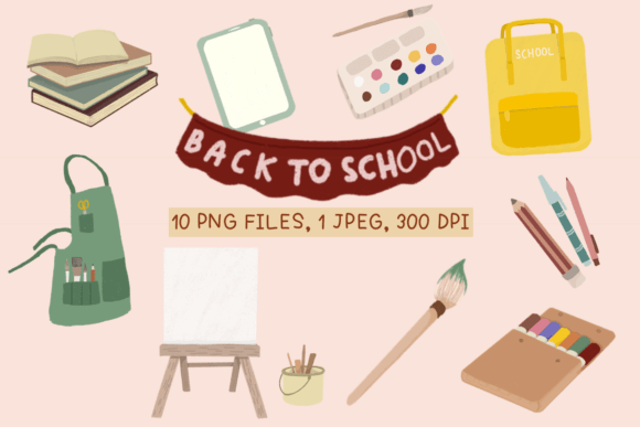 Back to Art School Clipart Set: A Creative Resource for Digital and Physical Projects
