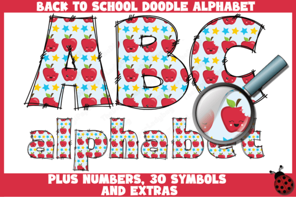 Back to School Apples Doodle Alphabet