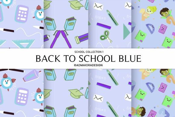 Back to School Digital Paper, Blue