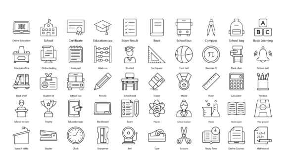 Back to School Icon Set SVG for Modern Design Needs