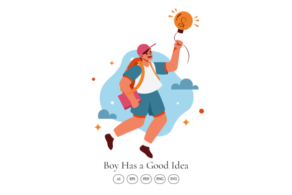 Boy Has a Good Idea Scene Illustration: A Versatile Design Asset for Modern Web Projects