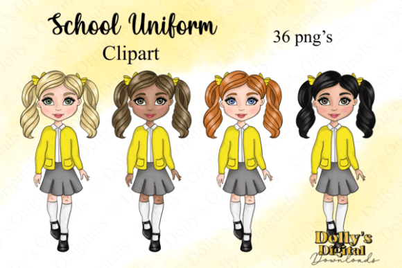 Cute School Girl in Yellow Uniform PNG: A Versatile Asset for Creative Projects