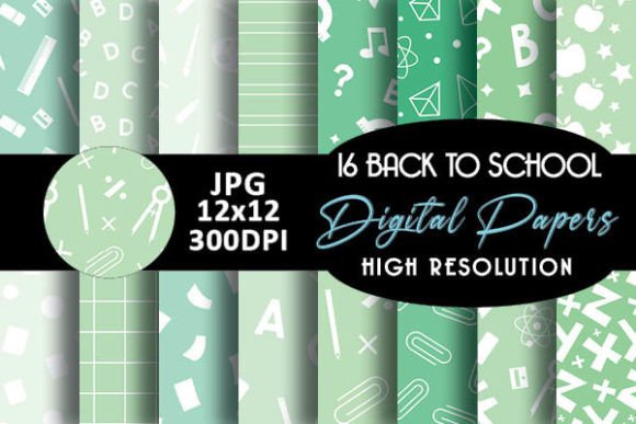 Mint Back to School Digital Papers