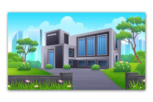 Modern School Building Landscape