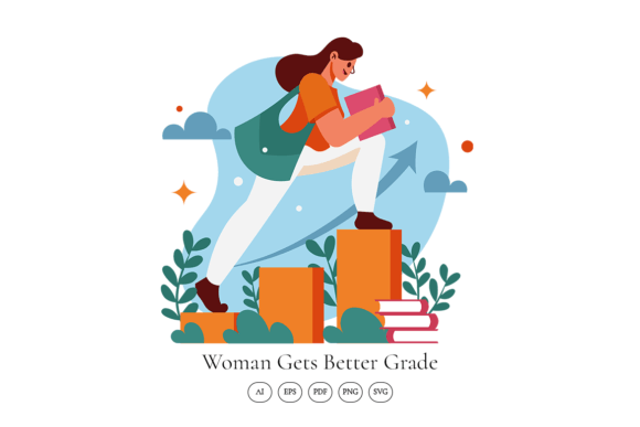 Woman Gets Better Grade Illustration: A Versatile Visual for Modern Design Needs